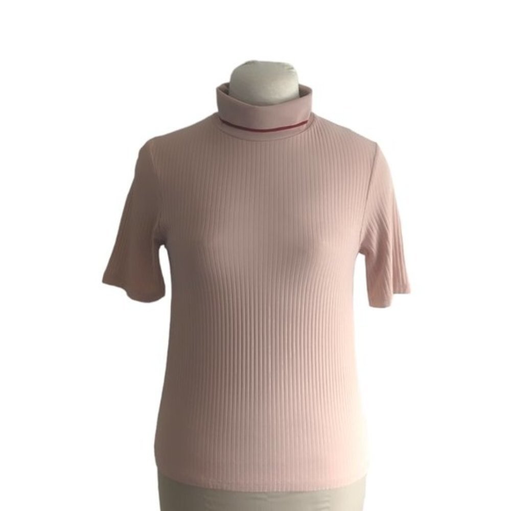 Zara Ribbed Short Sleeve Turtleneck Top